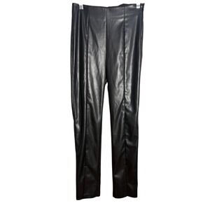 Grey Lab Los Angeles Faux Leather Pants Womens S Black Split Hem High Rise Sleek